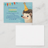 Cute Hedgehog Birthday Party Invitation エンクロージャーカード (正面/裏面)