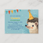 Cute Hedgehog Birthday Party Invitation エンクロージャーカード (正面)