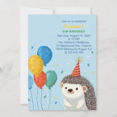 Cute Hedgehog Birthday Party Invitation 招待状 (正面)