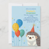 Cute Hedgehog Birthday Party Invitation 招待状 (正面)