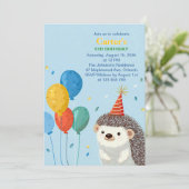 Cute Hedgehog Birthday Party Invitation 招待状 (スタンド正面)