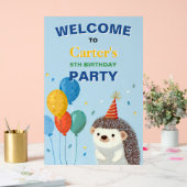 Cute Hedgehog Birthday Party Sign アクリルサイン (ウェディング)