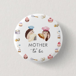 Cute Hedgehog Chef Baker Mother To Be Baby Shower  缶バッジ