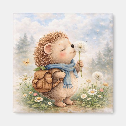 Cute Hedgehog Dandelion マグネット (正面)