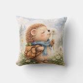 Cute Hedgehog Dandelion Kids Room & Nursery クッション (正面)