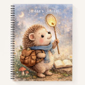 Cute Hedgehog & Firefly Personalized Kids Journal ノートブック (正面)