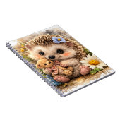 Cute Hedgehog Floral Spiral Notebook ノートブック (右側)