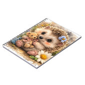 Cute Hedgehog Floral Spiral Notebook ノートブック (左側)