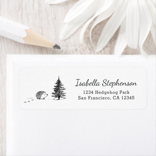 Cute Hedgehog Hand Drawn Whimsical Return Address ラベル (インサイチュ)
