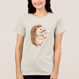 Cute Hedgehog Hearts Love トライブレンドＴシャツ