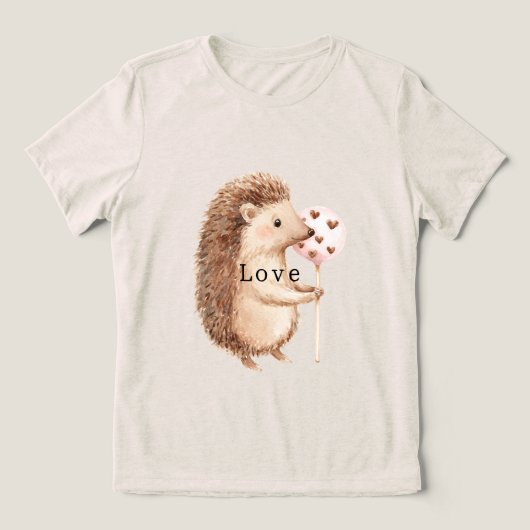 Cute Hedgehog Hearts Love トライブレンドTシャツ (デザイン正面)