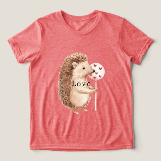 Cute Hedgehog Hearts Love トライブレンドＴシャツ (デザイン正面)