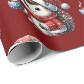 Cute Hedgehog, Holiday Christmas ラッピングペーパー (ロールコーナー)