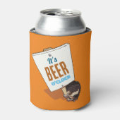 Cute Hedgehog It's Beer O'Clock Funny Cartoon 缶クーラー (缶正面)