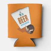 Cute Hedgehog It's Beer O'Clock Funny Cartoon 缶クーラー (正面)