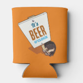 Cute Hedgehog It's Beer O'Clock Funny Cartoon 缶クーラー (裏面)