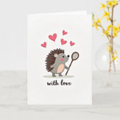 Cute Hedgehog Love Card カード (黄色い花)