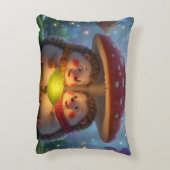Cute Hedgehog Mushroom Throw Pillow アクセントクッション (裏面(縦))