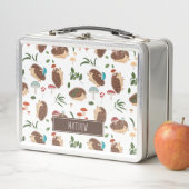 Cute Hedgehog Mushroom Woodland Forest Animal Kids メタルランチボックス (インサイチュ)
