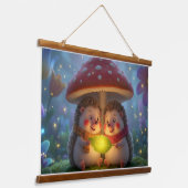 Cute Hedgehog Mushroom Woodland Tapestry 吊り下げ型タペストリー (傾斜あり)