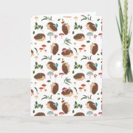 Cute Hedgehog Mushrooms Woodland Forest Animal カード