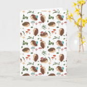 Cute Hedgehog Mushrooms Woodland Forest Animal カード (黄色い花)