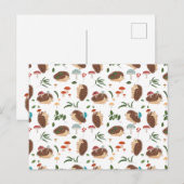 Cute Hedgehog Mushrooms Woodland Forest Animal シーズンポストカード (正面/裏面)