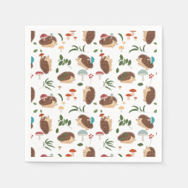 Cute Hedgehog Mushrooms Woodland Forest Animal スタンダードカクテルナプキン