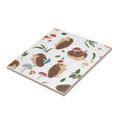 Cute Hedgehog Mushrooms Woodland Forest Animal タイル (側面)