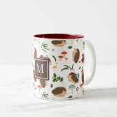 Cute Hedgehog Mushrooms Woodland Forest Animal ツートーンマグカップ (正面右)