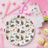 Cute Hedgehog Mushrooms Woodland Forest Animal ペーパープレート (パーティー)