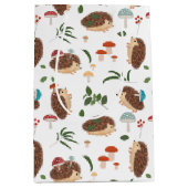 Cute Hedgehog Mushrooms Woodland Forest Animal ミディアムペーパーバッグ (正面)