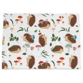 Cute Hedgehog Mushrooms Woodland Forest Animal ラージペーパーバッグ (正面)