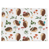 Cute Hedgehog Mushrooms Woodland Forest Animal ラージペーパーバッグ (裏面)