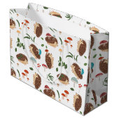 Cute Hedgehog Mushrooms Woodland Forest Animal ラージペーパーバッグ (裏面アングル)