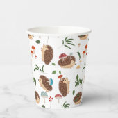 Cute Hedgehog Mushrooms Woodland Forest Animal 紙コップ (左)