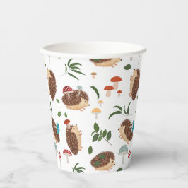 Cute Hedgehog Mushrooms Woodland Forest Animal 紙コップ