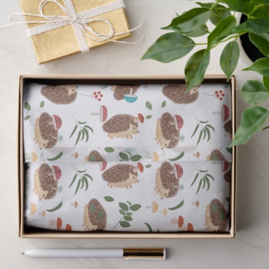 Cute Hedgehog Mushrooms Woodland Forest Animal 薄葉紙 (ギフト)