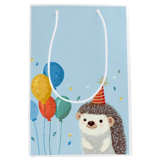 Cute Hedgehog Party Favor Gift Bags ミディアムペーパーバッグ (正面)
