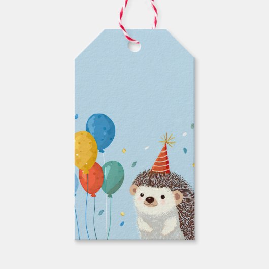 Cute Hedgehog Party Paper  ギフトタグ (正面)