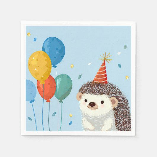 Cute Hedgehog Party Paper  スタンダードカクテルナプキン (正面)