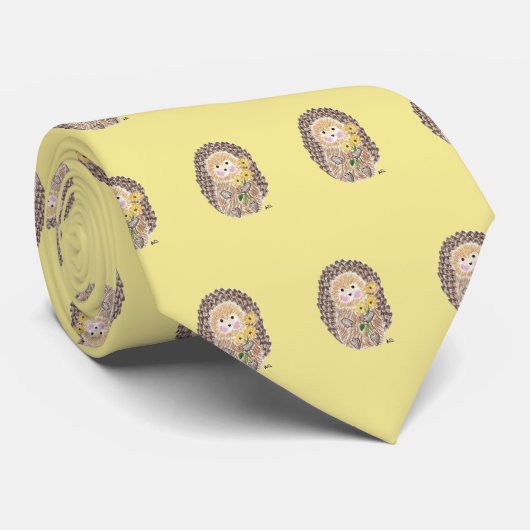 Cute hedgehog pattern yellow father's day tie ネクタイ (ロール)