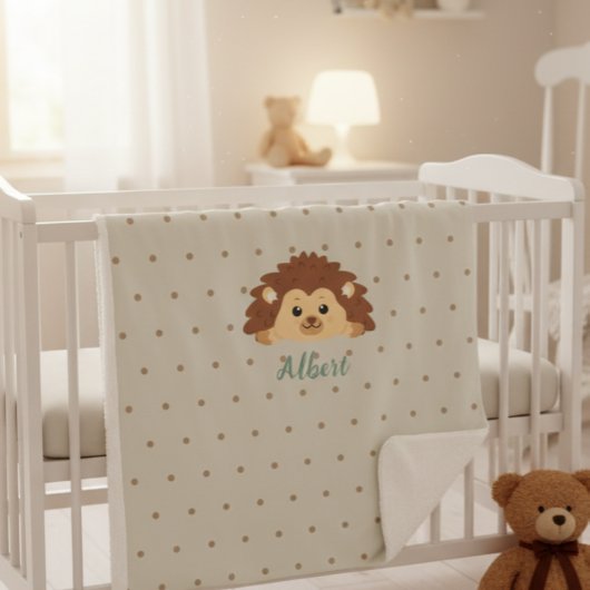 Cute Hedgehog Personalized Baby Blanket シェルパブランケット