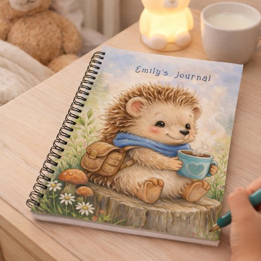 Cute Hedgehog Personalized Kids Journal ノートブック