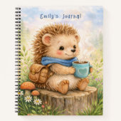 Cute Hedgehog Personalized Kids Journal ノートブック (正面)