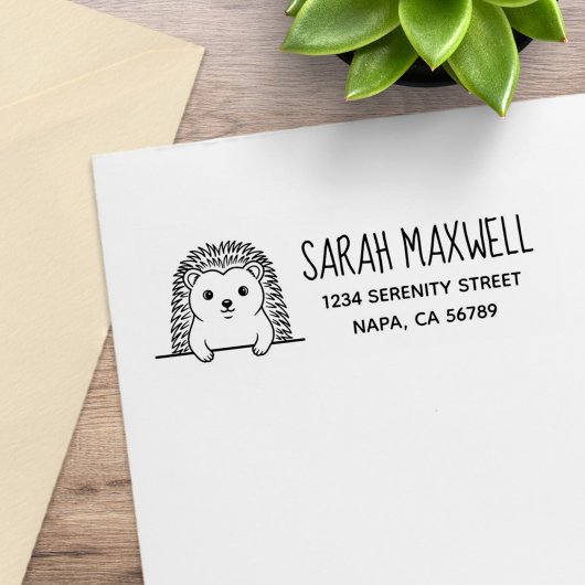Cute Hedgehog Return Address ラバースタンプ