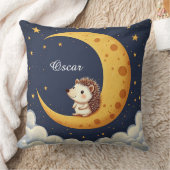 Cute Hedgehog Sitting On A Crescent Moon クッション (ブランケット)