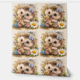 Cute Hedgehog Teddy Bear Pattern Wallpaper 壁紙