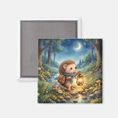 Cute Hedgehog With Lantern Fridge マグネット (正面/裏面)