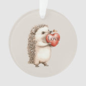 Cute Hedgehog with Red Heart Love オーナメント (正面)